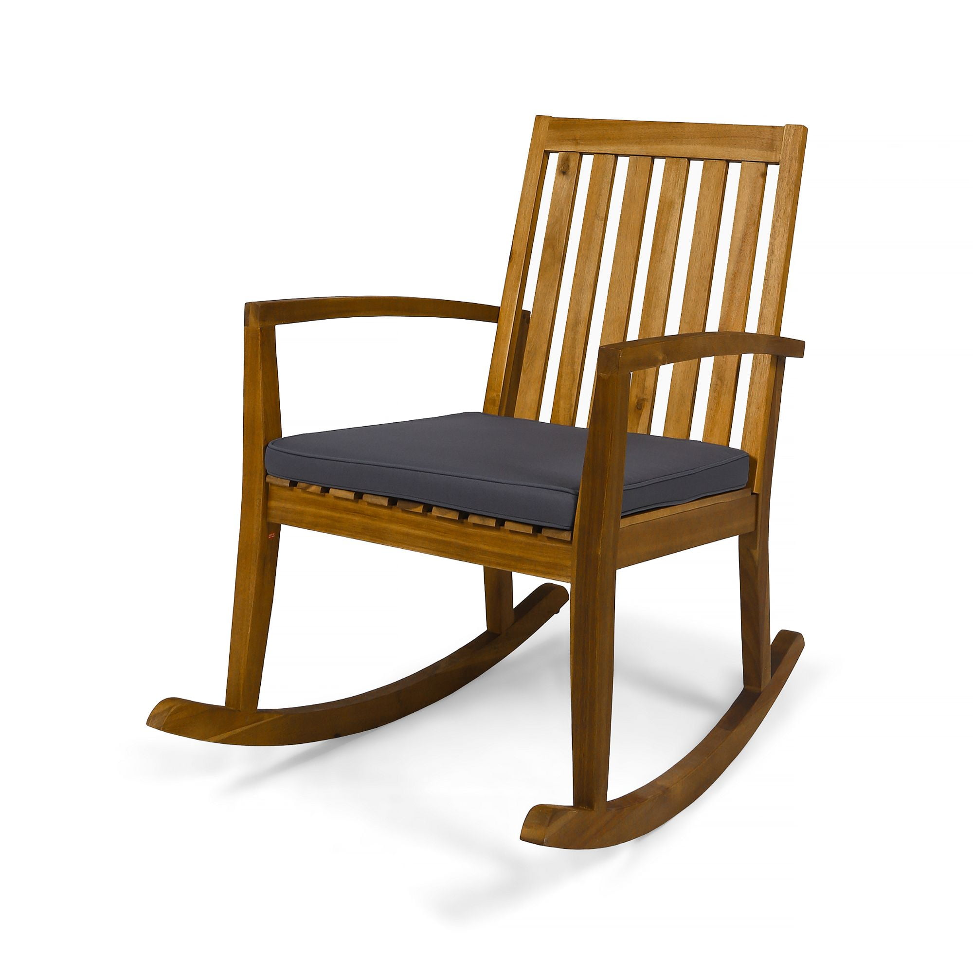36.5" Brown Mid Century Outdoor Furniture Patio Rocking Chair - Gray