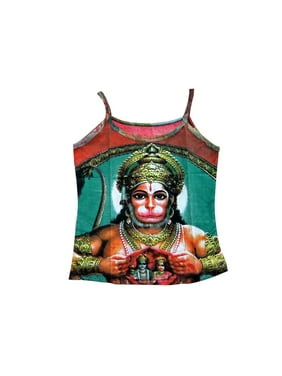 Mogul Womens Yoga Tees Colorful Hanuman Print Cami Tank Tops