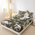 thumbnail image 4 of jejeloiu Dino Skull Twin Sheet Sets,Vintage Camo Print Twin Fitted Sheet,Green White Brown Flat Sheet For Boys Teens,Luxury Bedroom Decor,3pcs, 4 of 7