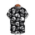 thumbnail image 2 of Camisas vintage con estampado floral de calaveras para hombre, divertidas camisetas de manga corta con estampado de calaveras en 3D, camisas hawaianas con solapa estampada para hombre, 2 of 4