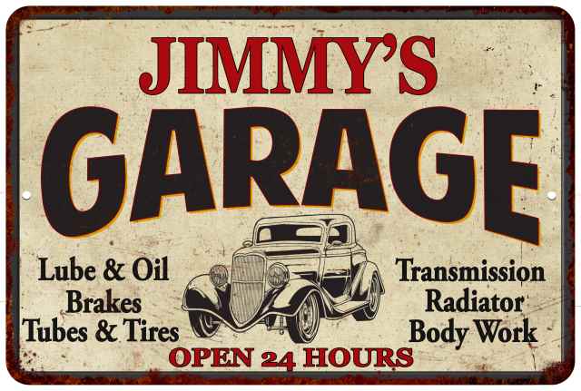 JIMMY/'S Man Cave Round Red Metal Sign Chic Home Wall Décor 100140028186