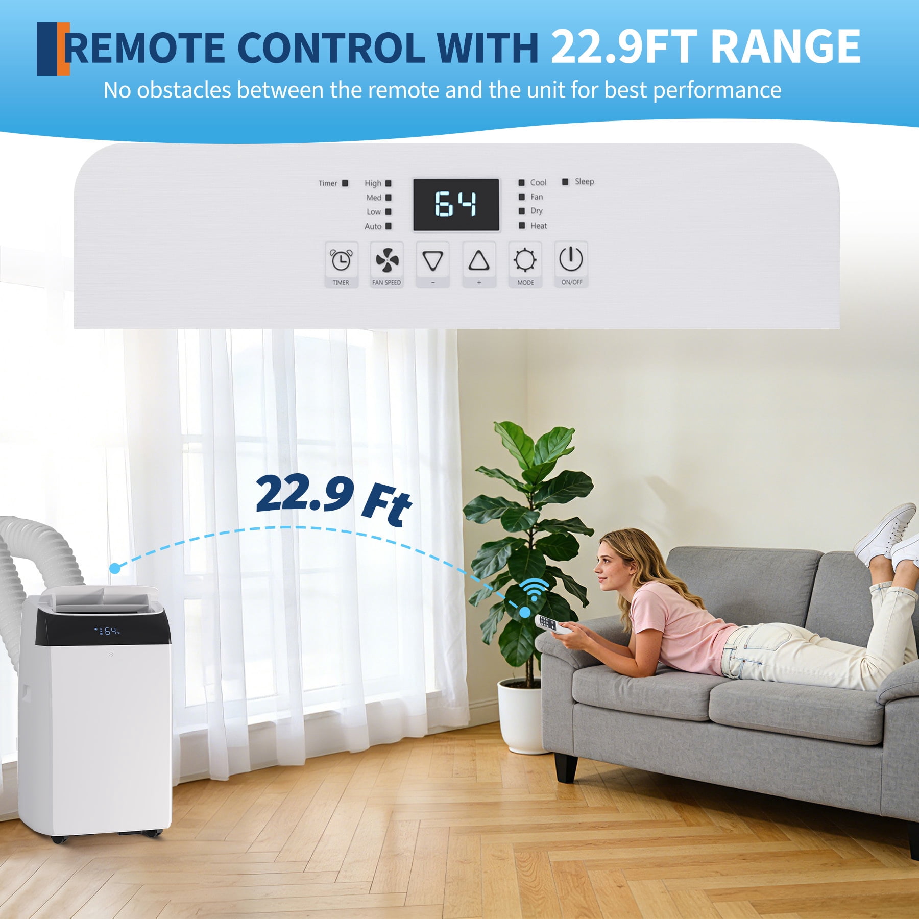 Garvee 14000 BTU Smart Inverter Portable Air Conditioner with Heating & Cooling, Premium ABS Energy Efficient AC for Large Rooms, Remote Control + Swing Mode, Easy Install