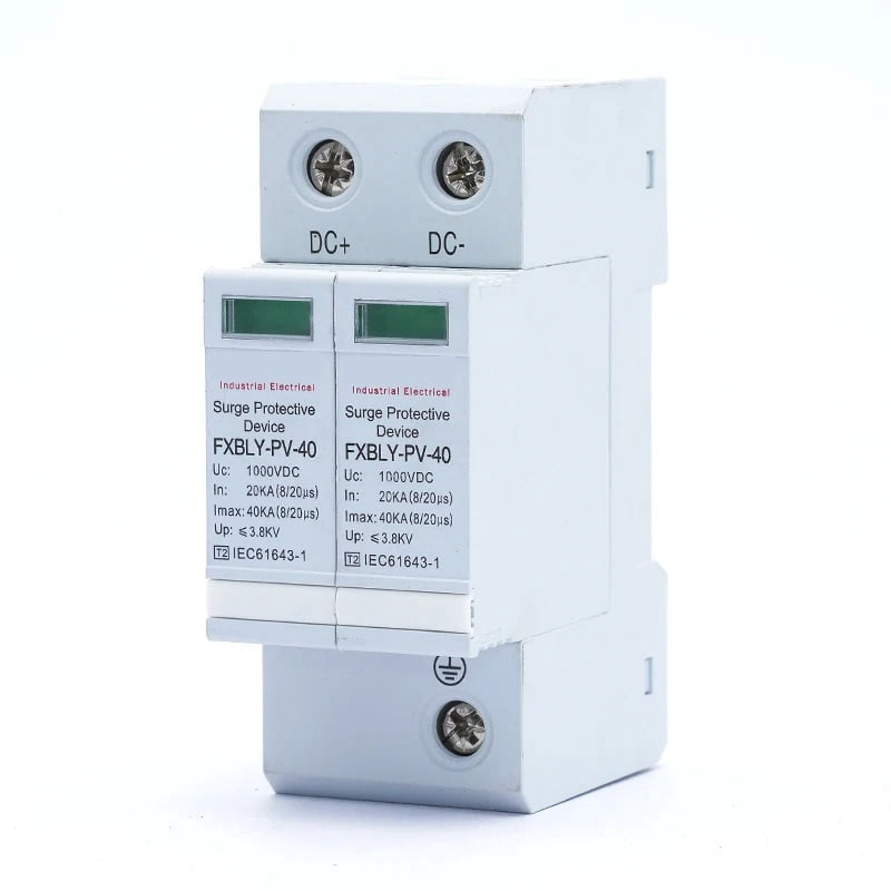 Solar Surge Protector Din Rail Mounting DC 1000V 20KA~40KA Low-voltage Arrester Device 2P PV Photovoltaic SPD for House