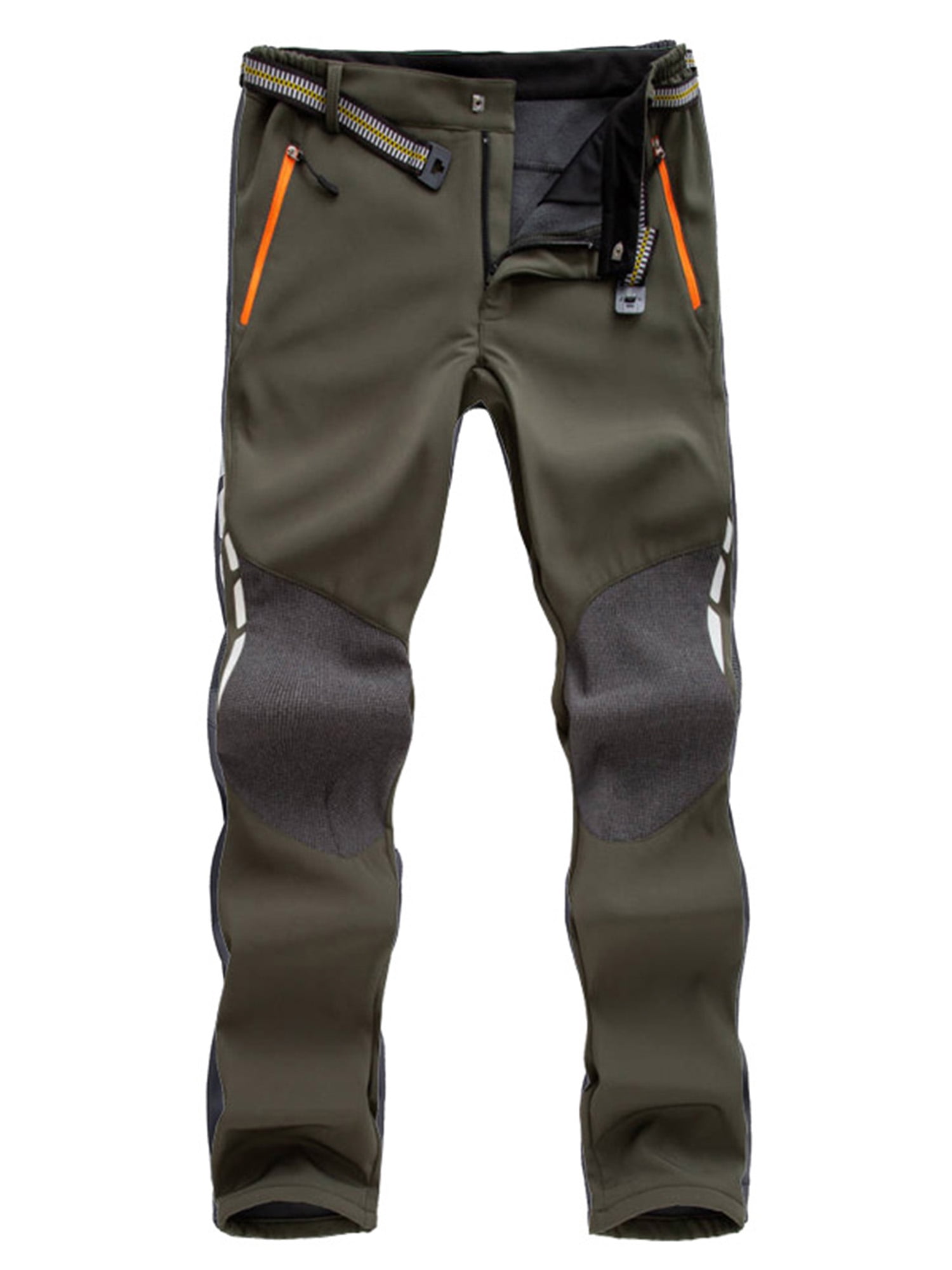 Stlight Mens Snow Ski Water Repellent Softshell Pants for Winter Hiking Fleece Lined Bottom Leg Zipper with 6 Zip Pockets 