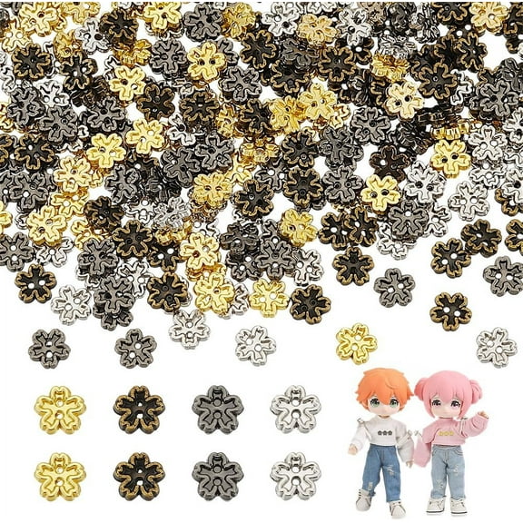 240 pcs 2-Hole Mini Metal Buttons 5mm 4 Color Cherry Blossom Shape Alloy Buttons Small Sewing Buttons for Doll Clothes Mini Buttons for DIY Crafts Sewing DIY