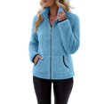 thumbnail image 6 of JUUNthy Women Fleece Jacket, Zip Up Stand Collar Soft Fuzzy Winter Warm Outerwear Coat with Pockets White 2XL, 6 of 13