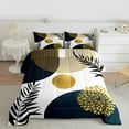 thumbnail image 2 of Homewish Geometric Circular Lines Queen Comforter Set,Gold Dahlia Bedding Sets,Rustic Leaf Bedding Comforter Set For Men Women,Ultra Soft Home Decor Reversible,3 Pieces, 2 of 8