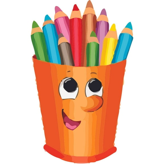 Cute Bucket of Pencils Design School Wall Decals for Classroom Decoration and Design Decals on Walls - Creative Teacher Artwork Stickers Sticker Back to School Ideas Teachers Schools Size (30x15 inch)