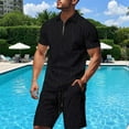 thumbnail image 2 of GERsome 2 Piece Lounge Sets for Men Quarter Zip V Neck Shirts and Shorts Casual Athletic Summer Tracksuits S-3XL, 2 of 6