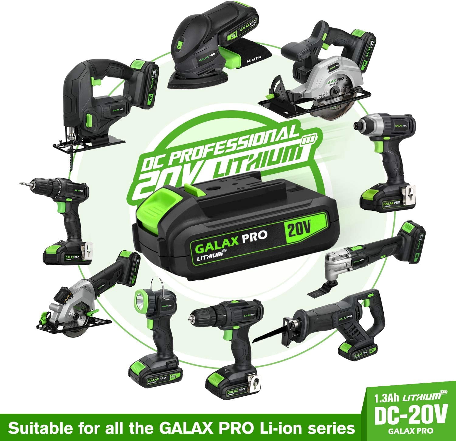 Impact Driver 20 V Lithium Ion 1/4" Hex Cordless Driver with LED Work Light, 6 Pieces Screwdriver Bits, Variable Speed (0-2800 RPM)- 1.3 Ah Battery and Charger Included
