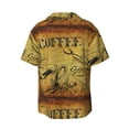 thumbnail image 2 of KLL Coffee Vintage Print Men's Shirt Short Sleeve Button Down Summer Cuba Beach Shirts- XX-Large, 2 of 7