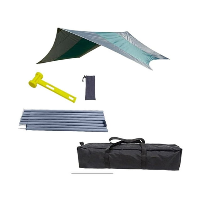 Soidarity Toldo de soporte para tienda de campaña, carpas de lona plegables multifunción, refugio solar a prueba de lluvia, fácil carpas Verde Toldo hexagonal