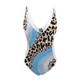 thumbnail image 4 of Cathalem High Cut One Piece Swimsuit Tummy Control V Neck Bathing Suits,Light Blue XL, 4 of 4