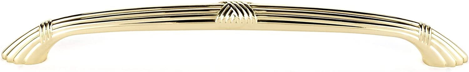 Alno A881-6-PB/NL Ribbon & Reed 6" Center To Center Arch Bow Solid Brass Cabinet Handle /