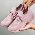 thumbnail image 7 of Women Breathable Knit Lace Up Walking Sneakers, Thick Cushioned Sole Lightweight Daily Commute Casual Outdoor Footwear Pink 6, 7 of 7