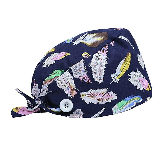 1 paquete de gorros ajustables con botones, gorro de trabajo, banda para el sudor, gorros con lazo en la espalda Yuyangstore Sombreros Bouffant