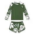thumbnail image 4 of Girls 2 Piece Long Sleeve Swimwear, Hawaiian Print Surf Bathing Suit with Shorts, UPF 50+ Beach Bathing Suit for 6-15 Years, 4 of 5