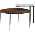 thumbnail image 1 of Table Basse Ronde Ella en Faux Marbre Blanc/noyer Foncé, 1 of 4