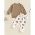 thumbnail image 5 of Elippeo Toddler Boys Fall Outfits Fuzzy Letter Embroidery Long Sleeve Sweatshirts and Rugby Print Long Pants 2Pcs Clothes Set 6 12 18 24 Months 3 Years, 5 of 9