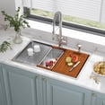 thumbnail image 2 of 33" x 22" Drop in Kitchen Sink, 304T Stainless Steel Topmount Workstation Sink, Single Bowl with Integrated Ledge, 2 of 8