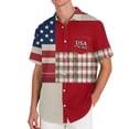 thumbnail image 3 of Youpwaven 250th Anniversary USA Shirt for Men, America 250 Merchandise Patriotic Button Down, 1776-2026 USA Flag Patchwork Casual Short Sleeve Top, 3 of 6