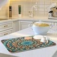 thumbnail image 6 of FREEAMG Emerald Green Mandala Dish Drying Mats Tableware Absorption Water Mat Home Decor Drying Pad for Kitchen Countertop, 16 X 18 Inch, 6 of 7