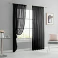 thumbnail image 5 of Giunmcul Solid Color Sheer Curtains 41.76*83.92in Rod Pocket Design Semi-Transparent Light Filtering Polyester for Living Room Black/White/Gray, 5 of 6