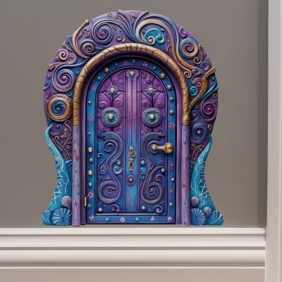 Magical Purple Wizard Fantasy Fairy Door - Fairy Door 3D Wall Sticker