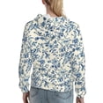 thumbnail image 7 of Lsque Vintage Blue Floral Pattern Casual Women's Hoodie,Hooded Sweatshirt with Kangaroo Pocket,Pullover Hoodie with Eye-catching Drawstrings-Small, 7 of 7