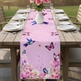 thumbnail image 4 of Pink Flower Table Runner 90 Inches, Spring Floral Butterfly Elegant Pastoral Birds Bed Runner Dresser Scarves Tabletop for Indoor Outdoor Parties/Ceremony/Banquet, 13" x 90", 4 of 8