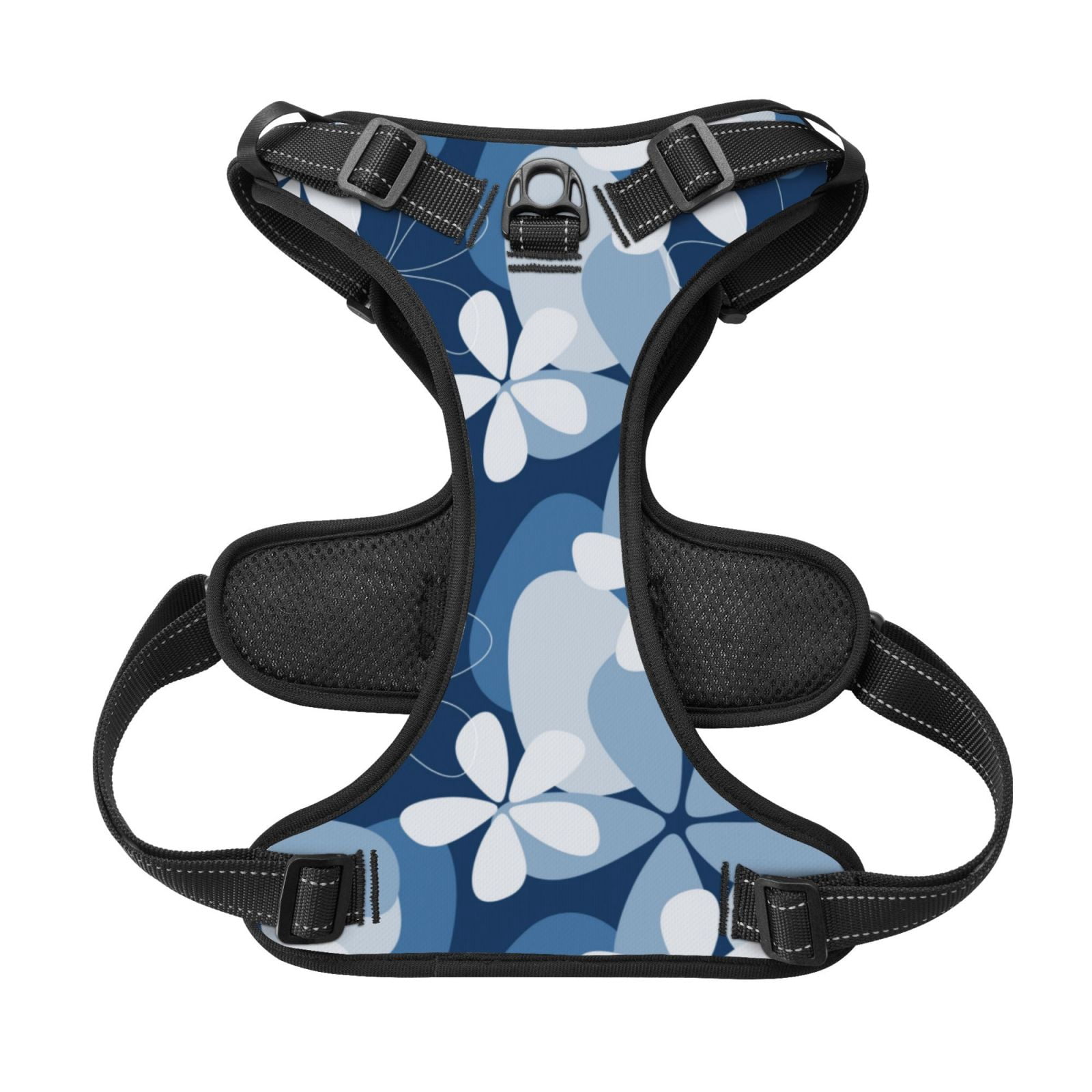 Kdxio Flower Print No Pull Dog Harness Adjustable Reflective Oxford Easy Control Medium Large Dog Harness for Training and Everyday-Large