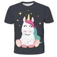 thumbnail image 1 of Camiseta de unicornio de 3 a 14 años para niñas de verano, camisetas de poliéster con estampado 3d de dibujos animados, camisetas de manga corta para niños 3T Gao Jinjia LED, 1 of 2