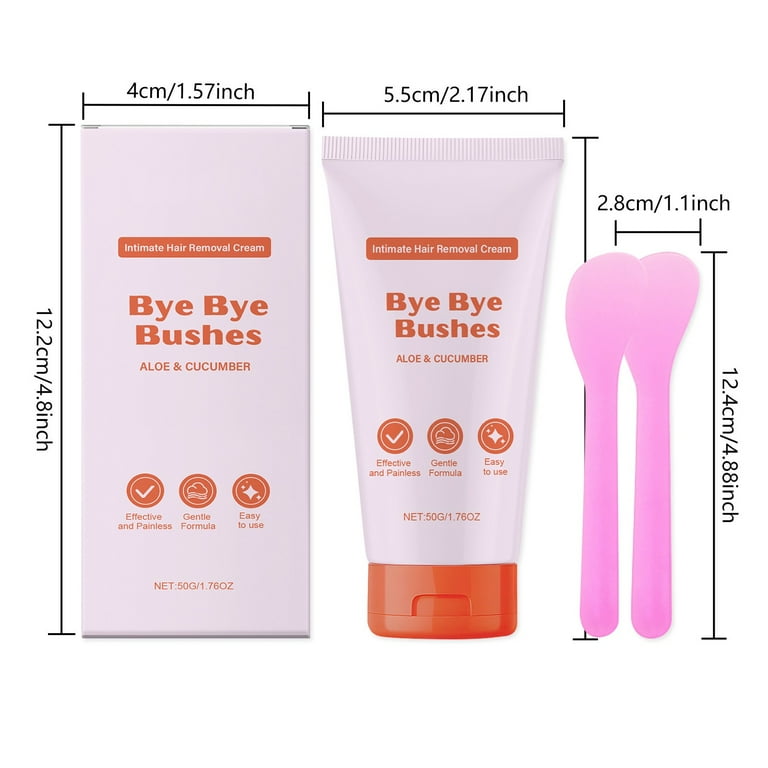 Bye Bye Bush, Bye Bye Bush Hair Removal, Pubic Hair Removal Cream, Hair Removal Cream for Face, Legs, and Underarms, Gentle formula 50G/1.76Fl.Oz (4Pcs)