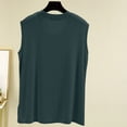 thumbnail image 5 of Mrat Débardeurs pour Femmes Couleur Unie Col Rond Sans Manches Chemise de Base Fine Surdimensionnée Décontractée Polyvalente Compression pour Femmes P-265 Vert m, 5 of 5