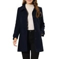 thumbnail image 1 of INSPIRE CHIC Manteaux pour Femmes Col Peter Pan Boutonnage Simple devant à Boutons Manteaux d'Hiver S Bleu Foncé, 1 of 7