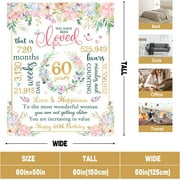 60th Birthday Gifts for Women,60th Birthday Decorations Women,60th Birthday Gift Ideas,Happy 60th Birthday Decorations for Her,Wife,Sister,Friend,Soft Throw Blanket 50 X 60