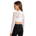 thumbnail image 3 of Hansber Kids Girls Long Sleeve Yoga Sports Crop Top Mesh Cropped Sweatshirt Hip Hop Jazz Dancewear White 14, 3 of 6