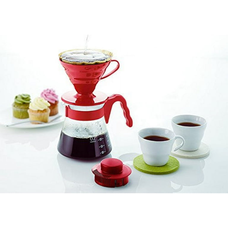 Hario V60 Coffee Dripper and Pot Set (Size 01, Red)