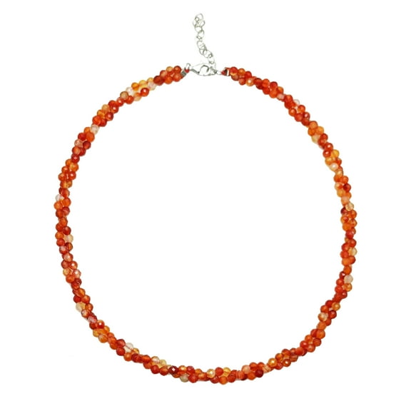 Sterling Silver with Natural Carnelian Double Beaded Strand Necklace