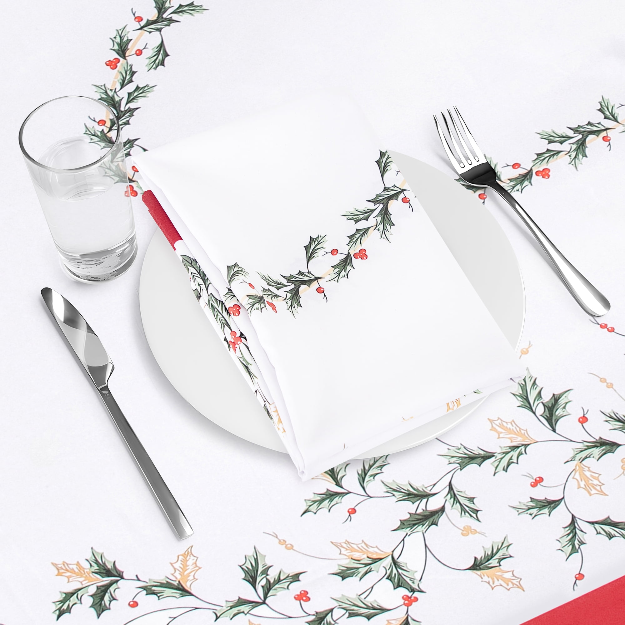 RAY STAR Christmas Table Cloth for Rectangle Table 52x70 Polyester Machine Washable Table Cloths, Thick Can not See Through Heavy Duty Tablecloth