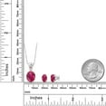 thumbnail image 2 of 925 Sterling Silver Red Created Ruby and Pink Lab Grown Diamond Pendant and Earrings Jewelry Set for Women (6.74 Cttw, Gemstone Birthstone, Oval 11X9MM and 8X6MM with 18 inch Silver Chain), 2 of 3