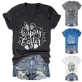thumbnail image 4 of Womens Easter Shirt Happy Easter Bunny Print V Neck Casual Summer Tops, 4 of 4