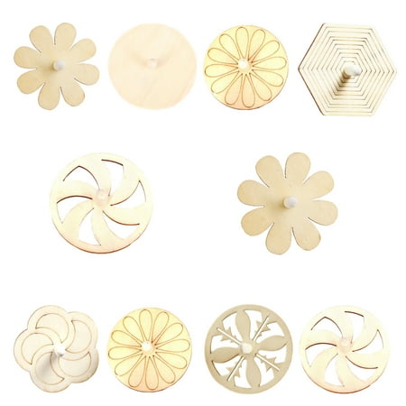

NUOLUX 10pcs Unfinished Wooden Toy DIY Painting Gyroscope Toy Plaything for Kids Children