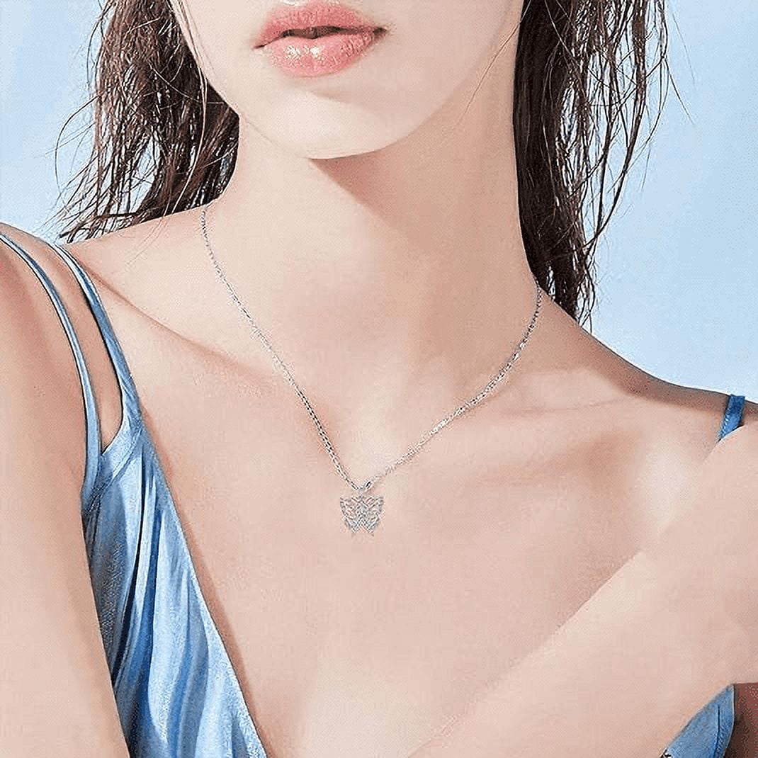 SOULMEET Butterfly Necklace 926 Sterling Silver with Crystal Cancer Survivor Jewelry Gifts for Women