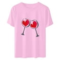 thumbnail image 4 of Diufon Hauts de la Saint-Valentin pour Femmes Décontracté Manches Courtes Col Rond Pull Chemise Imprimé Graphique Mignon Tendance, 4 of 5