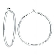 White Gold Plated Silver Hoop Earrings|Lightweight Sterling Silver Hoop Earrings|Big Hoop Earrings for Women Girls 70MM