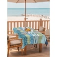 thumbnail image 2 of Outdoor Tablecloths with Umbrella Hole & Zipper, Blue Green Geometric Rectangle Tablecloth 60x120 Inch, Boho Vintage Country Flowers Leaves Waterproof Table Cloth, Patio/Pool/Picnic Table Covers, 2 of 8