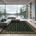 thumbnail image 2 of ODIKA 8'x10' Dark Green Floral Washable Area Rug Intricate Botanical Motifs With Ornate Border Design for Living Room, Under Sectional, Family , Durable, Non-Slip, 2 of 7