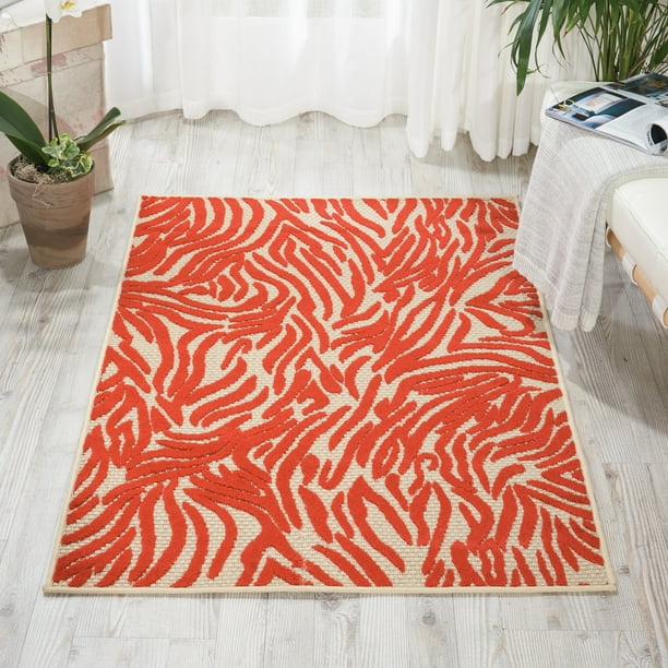 Nourison Aloha Animal Print Contemporary Red Indoor/outdoor Area Rug
