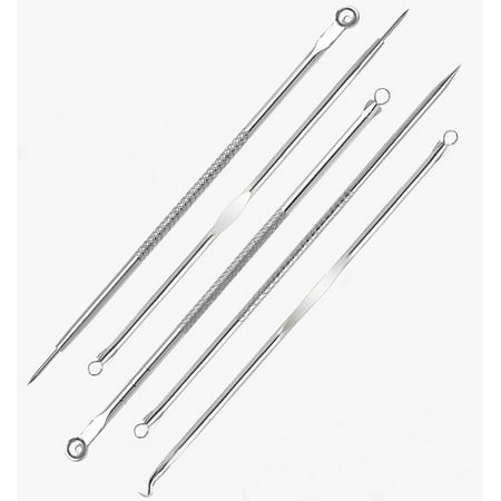 5 Pcs Beauty Face Facial Care Acne Remover Needle Pimple Blackhead Extractor Makeup Tool Silver (Best Makeup For Adults With Acne)
